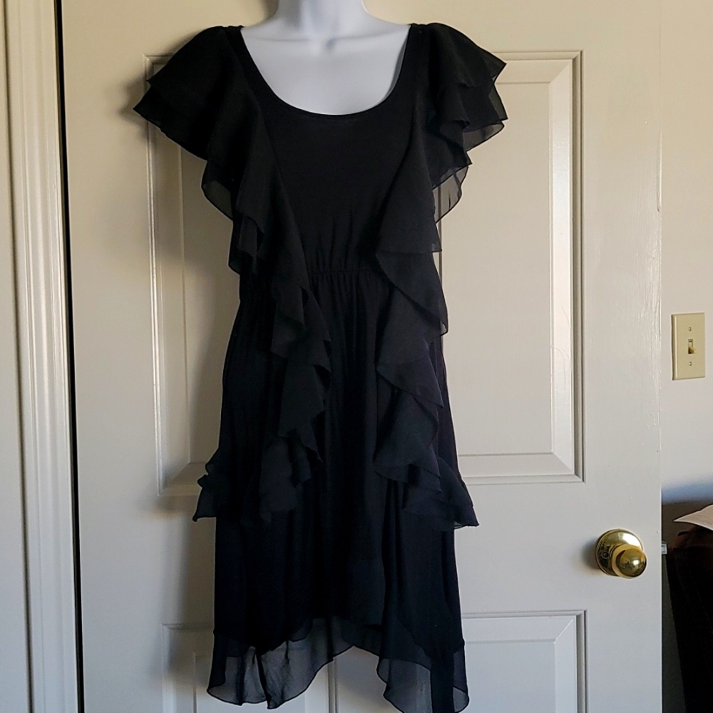 S H&M black ruffle dress